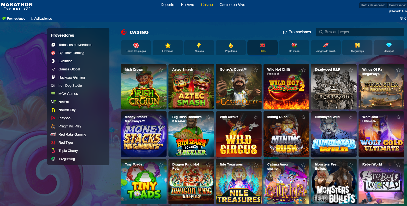 Slots de Marathonbet